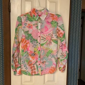 Lilly Pulitzer For Target Long Sleeve Button Down Top Size Small